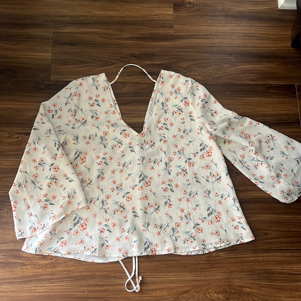 Lush cream floral blouse